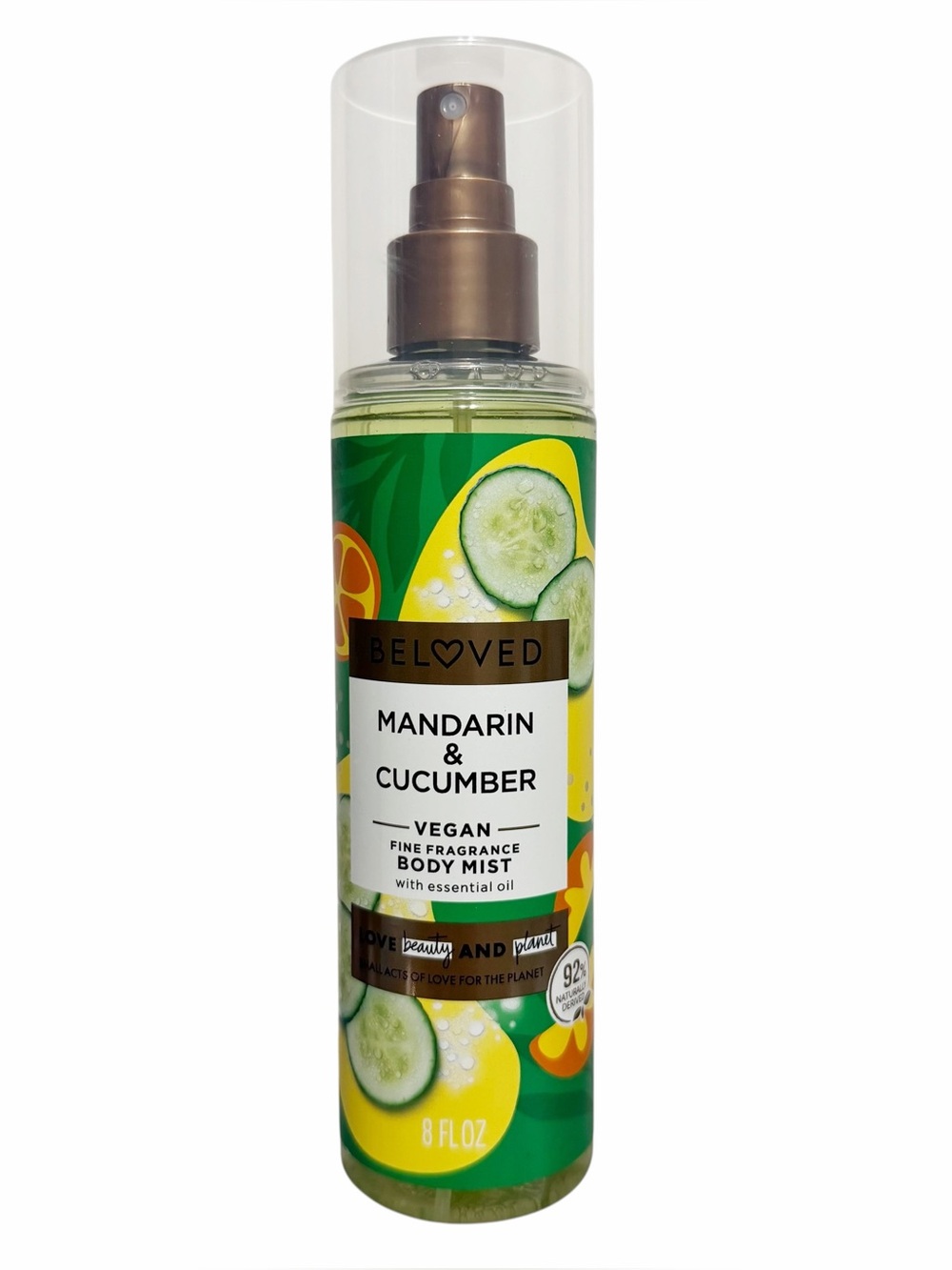 Beloved MANDARIN & CUCUMBER Vegan Body Mist ~ Full Size 8 fl oz - NEW